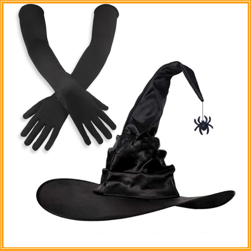 Halloween Witch Costume Accessory Set With Hat And Gloves